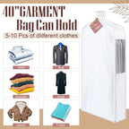 2 Set 40in Short Cotton Garment Bags, 10in Wide Gusset Hanging Storage Clothes with 8 Cedar Blocks, Transparent Mesh Window, Breathable Closet Bags for Fur Coat Suit Sweater Dress, White