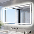 60"x28" LED Bathroom Mirrors for Wall, Front and Backlit Mirror, Anti-Fog Vanity Mirror with Lights, Stepless 3 Colors Dimmable Smart Lighted Mirror(Horizontal/Vertical)