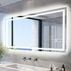60"x28" LED Bathroom Mirrors for Wall, Front and Backlit Mirror, Anti-Fog Vanity Mirror with Lights, Stepless 3 Colors Dimmable Smart Lighted Mirror(Horizontal/Vertical)