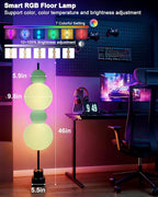 Lightdot RGB& 3000K Floor Lamp with Touch Control, Dimmable Colors Temperature, Globe Modern Floor Lamp with Smart Bulb Included, Blue Standing Lamps for Living Room/Sofa Beside/Corner Decor