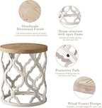 karlott Farmhouse End Table, 18.5'' French Country Round Side Table, Distressed Top Side Table with Curved Motif Frame Base for Boho, End Tables Living Room, Bedroom, Small Space, Easy Assembly