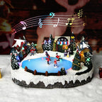 Christmas Village House Collectible Building Christmas Decor Estatua de la cabaña del Pueblo navideño Home Decoration Snow Globe Display Skating Pond Animated Theme Park with 8 Music (L)