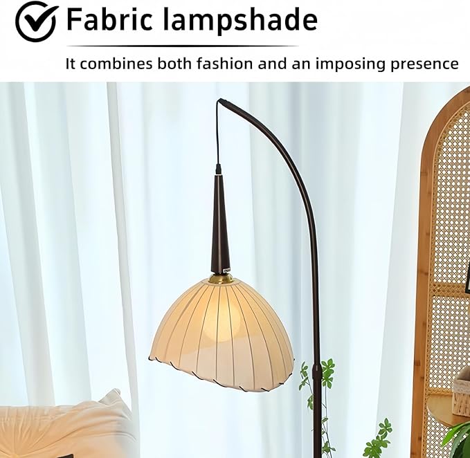 Kavie Modern Arc Floor Lamp, Dimmable & Height Adjustable, Perfect for Living Room (Warm Light (Button Operated))