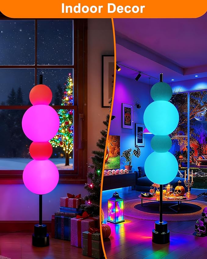 Lightdot RGB& 3000K Floor Lamp with Touch Control, Dimmable Colors Temperature, Globe Modern Floor Lamp with Smart Bulb Included, Blue Standing Lamps for Living Room/Sofa Beside/Corner Decor