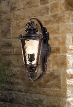 John Timberland Casa Marseille European Outdoor Wall Fixture Veranda Bronze Brown Ornate Scroll 36" Champagne Hammered Glass for Exterior House Porch Patio Outside Deck Garage Front Door Home