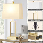 Touch Control Table Lamps Set of 2, Modern Gold Bedside Lamps with USB A+C Ports & AC Outlet, 3 Way Dimmable Contemporary Nightstand Lamps for Bedroom Living Room(LED Bulb Included)
