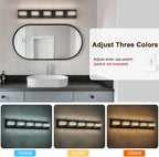 LED Wall Black Vanity Lights for Bathroom Light Fixtures 30W Adjust 3 Colors Modern Bath Lighing Over Mirror Acrylic Heads LED Vanity Light (5-Light,34inch)