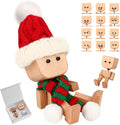 Shaking Wooden Man Figurine,12PCS Magnetic Changeable Faces, Handmade Shaking Feet Wooden Doll for Car Dashboard Decorations,Funny & Creative Christmas Desktop Office Desk Decor (B)