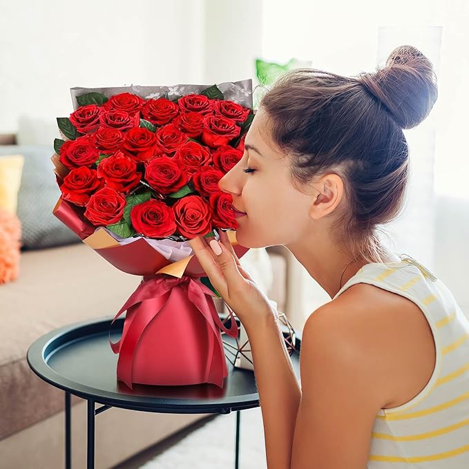 ADDWel 24 Pcs Preserved Real Red Roses, Two Dozen Long Lasting Forever Flowers, Valentine's Day Gifts for Wife Girlfriend Mom, Romantic Anniversary Birthday Gift, Unique Luxury Bouquet for Delivery