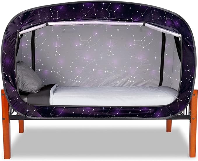 Bed Tent Twin Bed Canopy Portable Dream Tent for Adult Indoor Sleeping Tents with 2 Doors Breathable Private Space Tents, Starry Constellation