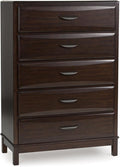 Signature Design by Ashley Vanmore Contemporary 5-Drawer Chest with Felt-Lined Top Drawer and Easy Glide for Bedroom, Dark Brown