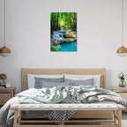 iKNOW FOTO 16x24 Single Piece Canvas Wall Art Nature Landscape Pictures Green Forest Waterfall Poster Canvas Prints Framed Artwork Spa Bathroom Bathroom Room Decor