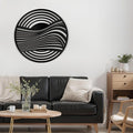 SIGNLEADER Metal Wall Art Decor Black Circle Stripes Minimalist Modern Abstract Wall Sculpture Hangings Home Decoration for Living Room, Bedroom, Bathroom, Kitchen, Outdoor - 30" Black