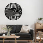 SIGNLEADER Metal Wall Art Decor Black Circle Stripes Minimalist Modern Abstract Wall Sculpture Hangings Home Decoration for Living Room, Bedroom, Bathroom, Kitchen, Outdoor - 36" Black