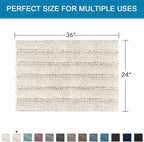 H.VERSAILTEX Bath Mats for Bathroom Non Slip Extra Thick Chenille Striped Bath Rug 24" x 36" Absorbent Non Skid Fluffy Soft Shaggy Rugs Washable Dry Fast Plush Mats for Indoor, Bath Room, Tub - Ivory