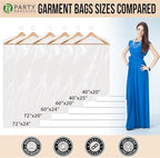 Party Bargains 40x25 Inch Clear Plastic Garment Bags, 50 Pack
