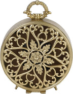 NIKKY HOME Table Clock, Vintage Desk Clock, Gold Table Clocks Non-Ticking Battery Operated Decorative Shelf Clock for Living Room Bedroom Gift Clocks