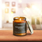 Calyan Wax Co. Passionfruit & Ginger Scented Candle - 57 Hour Burn - Luxury Non Toxic Soy Wax Candles - Long Lasting Amber Glass Jar Candle for Home - 7.2oz