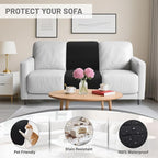 Recliner Sofa Covers 100% Waterproof Velvet L Shape Recliner Couch Covers for Dogs Pets Washable Anti Slip 1 Additional Couch Cover for Reclining Couch (Additional Seat, Black)