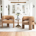 COLAMY Modern Accent Chair Set of 2, Velvet Accent Chairs, Upholstered Barrel Chairs with Solid Wood Legs, Comfy Side Chair for Living Room, Bedroom, Reading, Cozy Reading Chair,Khaki