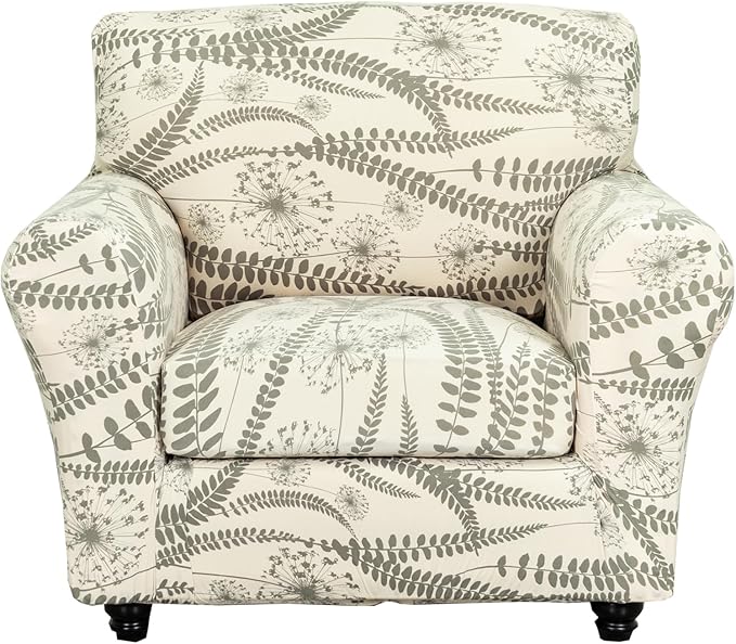 KRFOONN 2 Piece Couch Chair Cover Printed Sofa Covers Couch Covers Stretch Armchair Sofa Couch Slipcovers Furniture Protector with Elastic Bottom for Living Room (Armchair, 54)