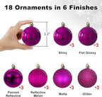 Fuchsia 3.2" Large Christmas Balls - Christmas Tree Decoration Ornaments Shatterproof Hanging Balls for Birthday Halloween Holiday Wedding Decorations Set of 18pcs