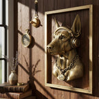 JJALIGHTS Animal Heads Wall Decor Doberman Resin Animals Sculptures Dobie Head Wall Hanging Decoration Imitation Copper vintage Wall Sculpture for Living Room Bedroom Office