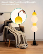 Lightdot Yellow Globe Floor Lamp with 3 Color Temperatures LED Bulbs Included,Dimmable Floor Lamps with Touch Switch,Unique Modern Standing Tall Lamp for Bedroom Living Room/Sofa Beside/Corner Decor