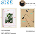 Egofine A4 Picture Frames Set of 4, Made of Solid Wood Covered by Plexiglass 5x7 and 6x8 with Mat or A4 without Mat, for Table Top Display and Wall Mounting Photo Frame Beige