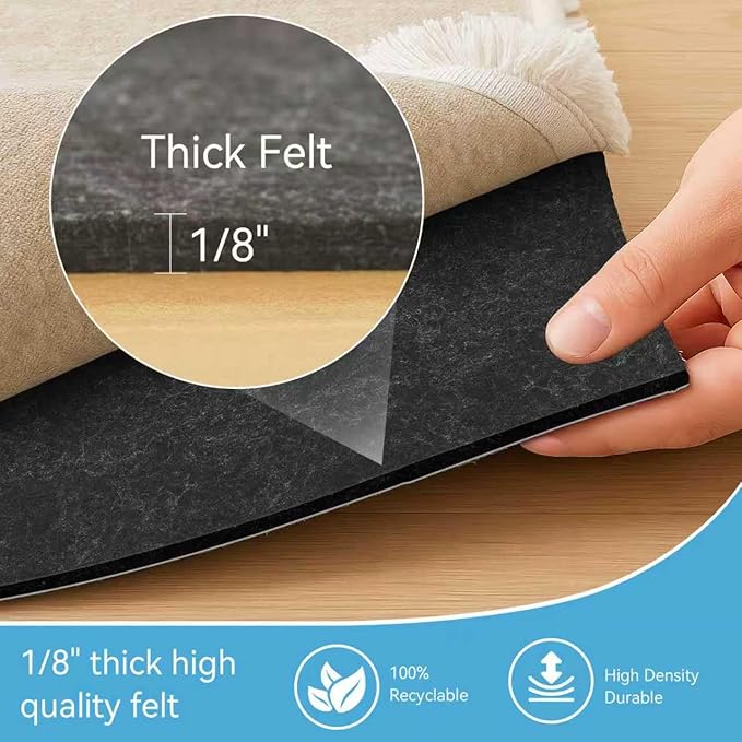 Warmstar 10x14 FT Non Slip Rug Pad,100% Waterproof Felt Rug Pad for Hardwood Floors,1/8” Thick Soft Carpet Pad with Natural Rubber Backing, Secure Grip & Floor Protection