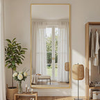 Full Length Mirror, 72"x32" Full Body Mirror, Oversized Floor Mirrors, Leaning Free Standing Mirrors, Hanging Mounted Large Mirrors for Bedroom Dressing Room, Cloakroom, Gold