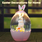 Easter Snow Globe Decorations for The Home Lighted Bunny Statue with Easter Eggs, Perfect Spring Decor and Gifts, Pink