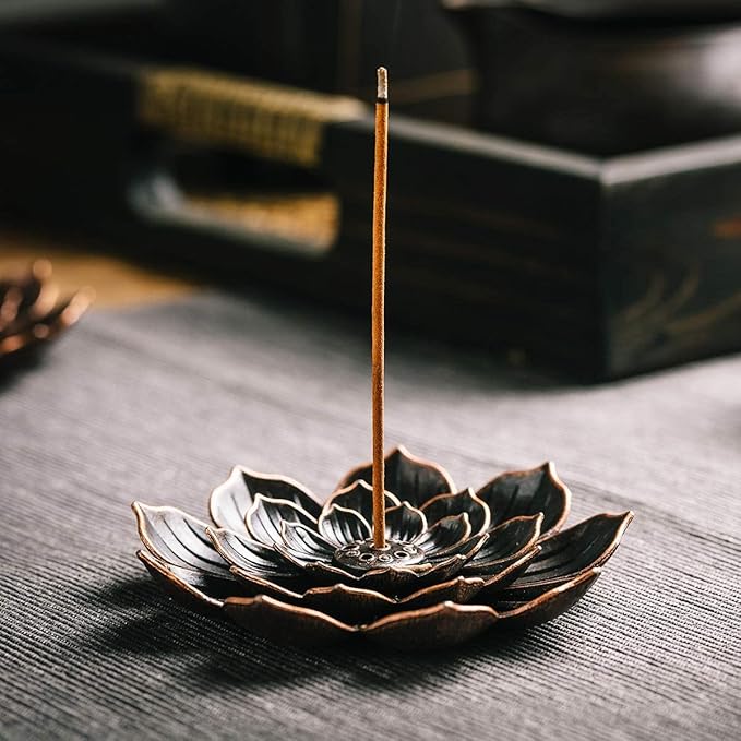 3 Pack Brass Lotus Incense Holder, Incense Sticks Burner, Incense Ash Catcher