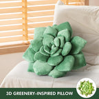 3D Shaped Pillow - 13.8'' Flower Pillow, Plant Cushion for Bedroom, Home Decor - Soft Plush Decorative Throw Pillow, Unique Green Plant-Shaped Design