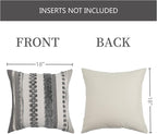 Boho Throw Pillow Covers 18x18 Set of 2 for Couch-Modern Farmhouse Sofa Decorative Grey Throw Pillows Covers Textured Chenille Cushion Covers Outdoor Netural Bohemian Pillow Cases Square