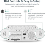 Digital Dual Alarm Clock for Bedroom, Easy to Set, 0-100% Dimmer, USB Charger, 5 Sound Adjustable Volume, Weekday/Weekend Mode, Snooze, 12/24Hr, Battery Backup, Compact Clock for Bedside(White)