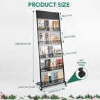 5 Layer Floor Magazine Rack Stand, 70"×27×13.6" Brochure Display Stand with 4 Universal Wheels, Detachable Magazine Display withTop Billboard, for Exhibitions, Shopping Malls, Hospitals, Offices