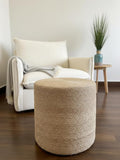 S & L Homes Pouf Ottoman - 100% Natural Jute Braided- Hand Knitted - Traditional Cord Boho Pouffe - for The Living Room, Bedroom, Nursery, Patio, Lounge (16" x 16" x 16")