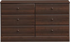 Prepac Astrid 6 Drawer Double Dresser for Bedroom, Wide Chest of Drawers, Bedroom Furniture, Clothes Storage and Organizer, 15.5" D x 47.5" W x 26.85" H, Espresso