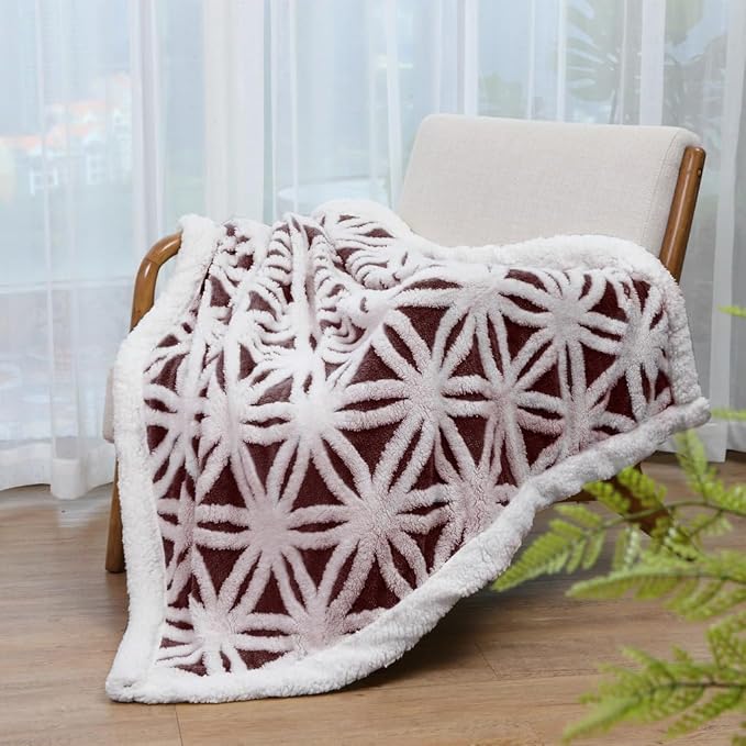 LOMAO Sherpa Fleece Blanket Fuzzy Soft Throw Blanket Dual Sided Blanket for Couch Sofa Bed (Rose Brown, 51"x63")