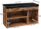 HOOBRO Shoe Storage Bench with Padded Cushion, Entryway Bench with Flip-Open Storage Box and Adjustable Shelf, Shoe Rack with Hidden Compartment, for Entryway, Living Room, BF40HX01