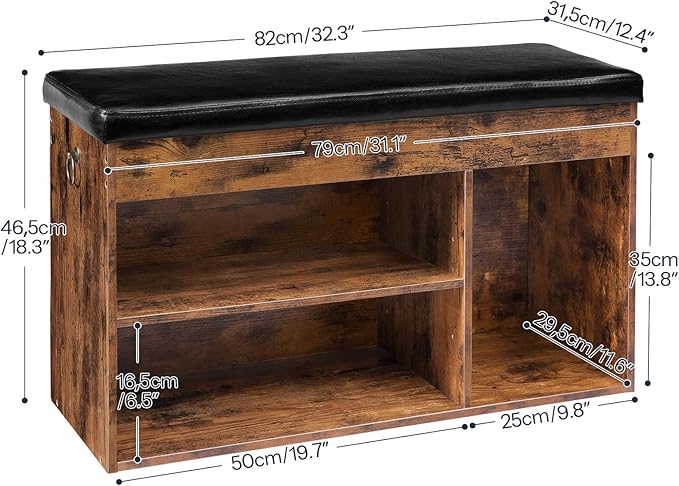 HOOBRO Shoe Storage Bench with Padded Cushion, Entryway Bench with Flip-Open Storage Box and Adjustable Shelf, Shoe Rack with Hidden Compartment, for Entryway, Living Room, BF40HX01