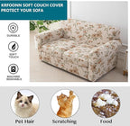 KRFOONN 3 Piece Printed Couch Cover for 2 Cushion Couch Stretch Sofa Loveseat Slipcover with 2 Separate Seat Cushion Covers Furniture Protector with Elastic Bottom for Living Room (Loveseat, 57)