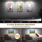 Picture Light, 15.35inch Wireless Picture Lights for Wall Rechargeable, 5400mAh Battery Wall Light with Remote, 3 Color Art Lighting for Paintings with Timer and Dimmable Artwork Display (Gold-2PCS)