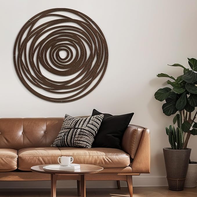 SIGNLEADER Metal Wall Art Decor Abstract Geometric Circles Minimalist Modern Abstract Wall Sculpture Hangings Home Decoration for Living Room, Bedroom, Bathroom, Kitchen, Outdoor - 30" Bronze