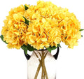 Kimura's Cabin 6pcs Yellow Fake Flowers Faux Hydrangea Flower Artificial Silk Hydrangeas Bouquets with Stems for Home Wedding Baby Shower Birthday Party Festive Decoration (Yellow)