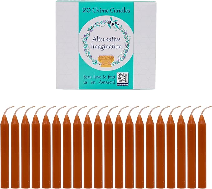 Alternative Imagination Brown Chime Candles - 20 Pack of Unscented 4 Inch Mini Taper Candles - Dripless Long Burning Ritual Candles for Meditation, Spell Work, Birthdays, Ceremonies & Home Decor