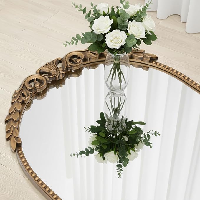 Besdomus Large Gold Floor Mirror: 56"x 21" Vintage Full Length Mirror - Traditional Ornate Baroque Antique Body Mirrors for Bedroom/Cloakroom/Entryway/Hallway/Wall - Home Decor for Living Room