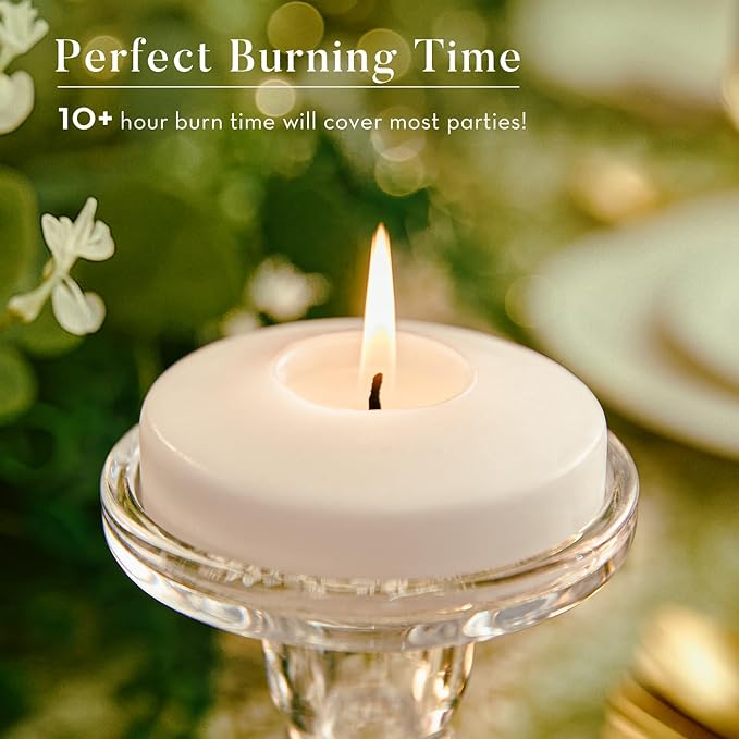 3 inch Floating Candles 24 Pack,10 Hours Burn Clean & Unscented Floating Candle,Floating Candles for Centerpieces,Valentine's Day,Romantic Night,Wedding