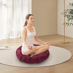 Meditation Floor Pillow Set of 2 Large Round Floor Cushions for Adults Tufted Corduroy Floor Seat Pillows Cushion for Living Room Tatami Yoga,Dark Grey 22" L x 22" W x 5" H